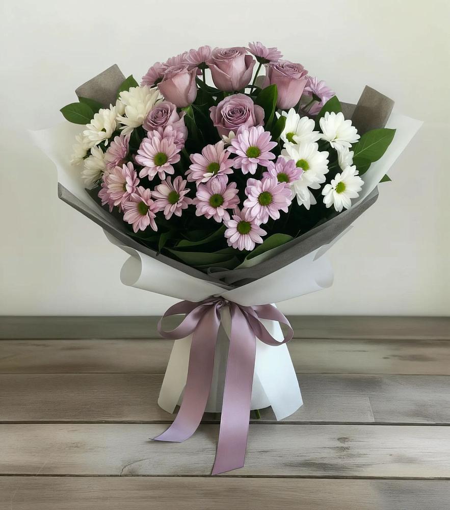 Букет цветов из: Хризантемы и Розы в Люберцах