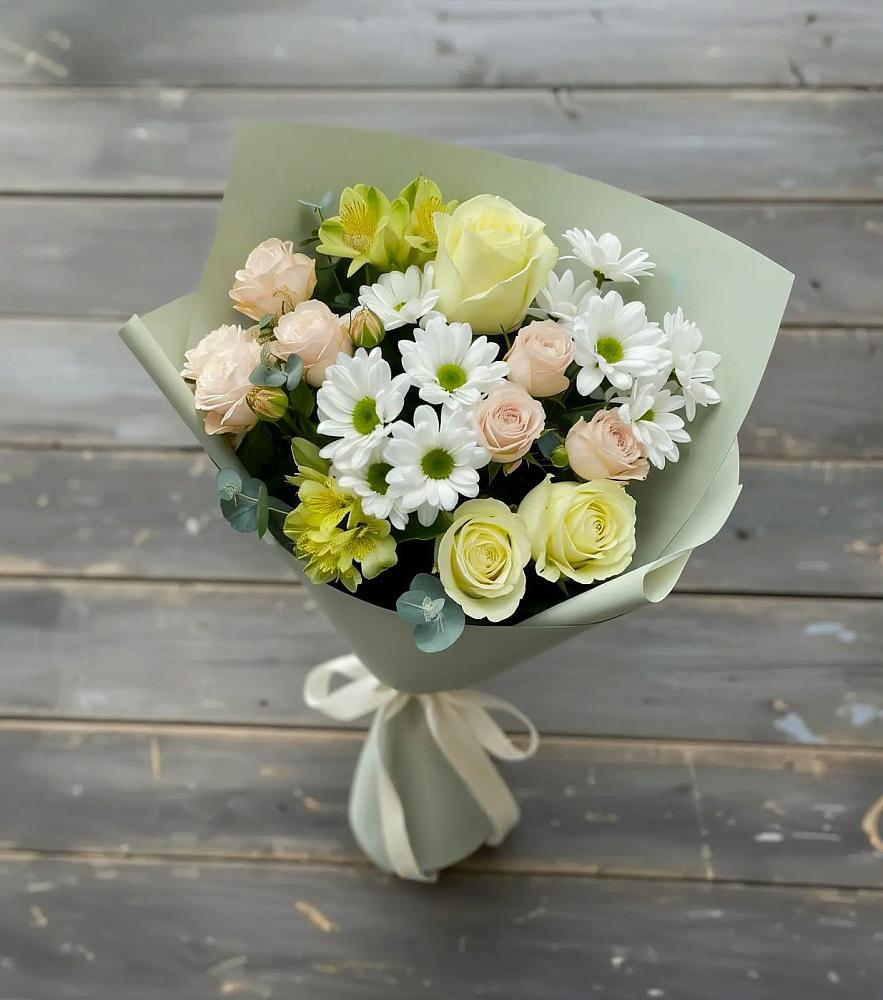 Букет цветов из: Альстромерии, Розы и Хризантемы в Люберцах
