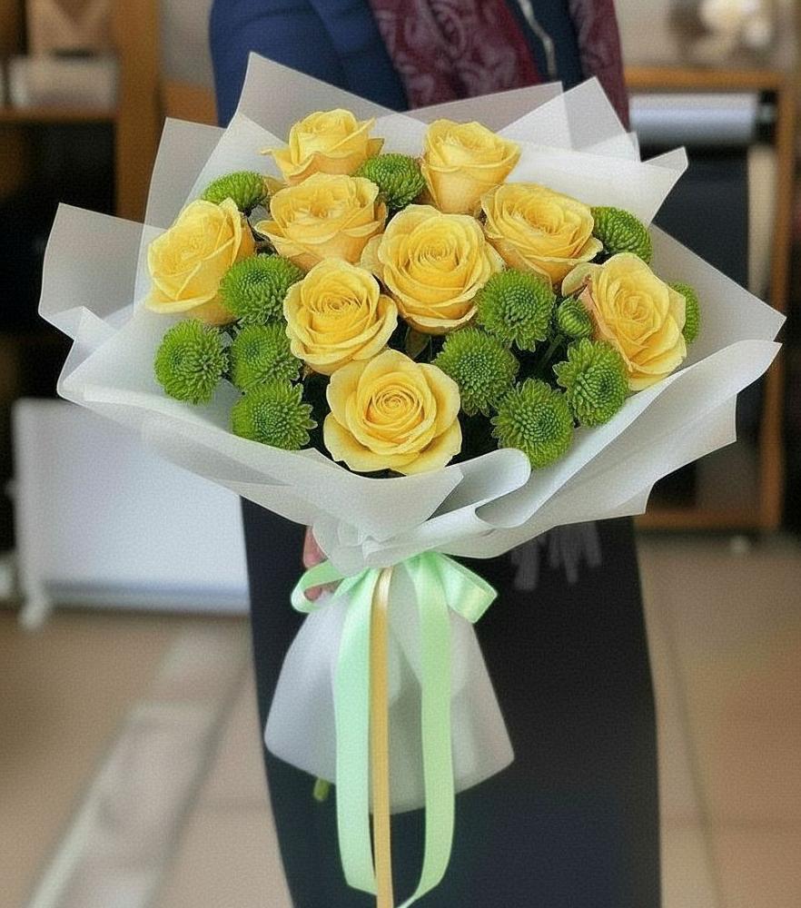 Букет цветов из: Хризантемы и Розы в Люберцах