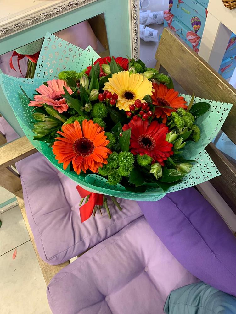 Букет цветов из: Герберы, Хризантемы и Альстромерии в Люберцах