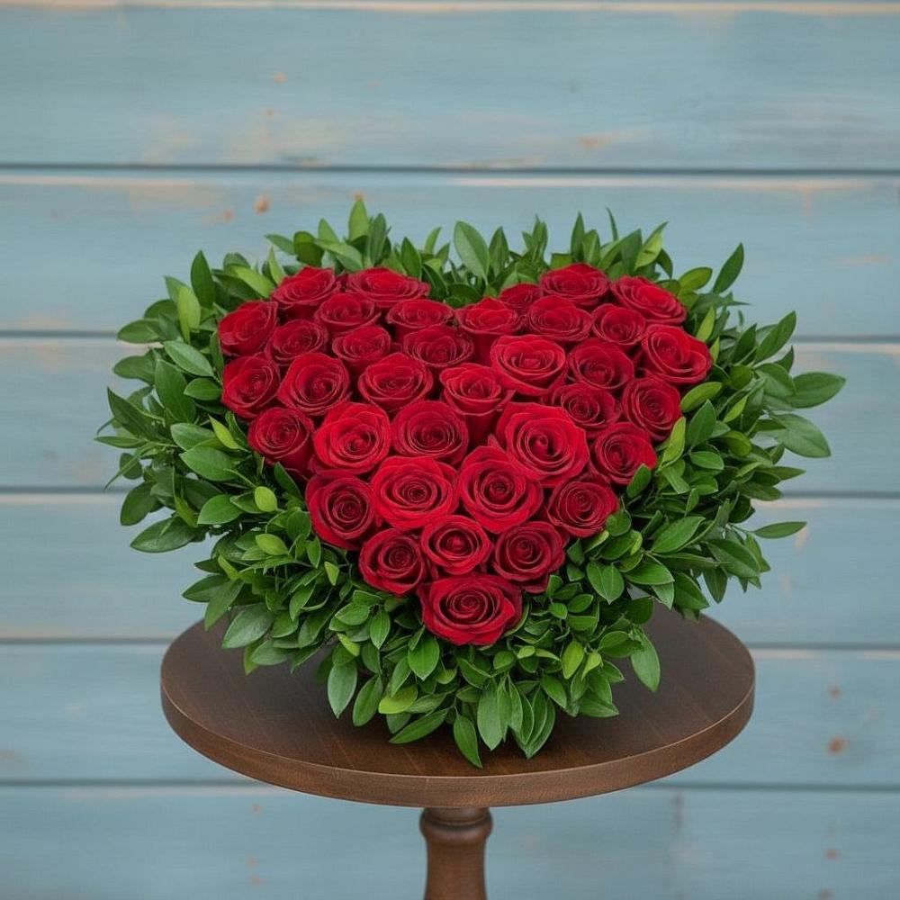 Цветочная композиция из Розы в виде сердца в Люберцах