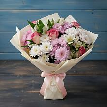 Букет цветов из:  Хризантемы, Альстромерии и Розы в Люберцах