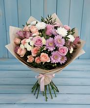 Букет цветов из:  Хризантемы, Розы и Альстромерии в Люберцах