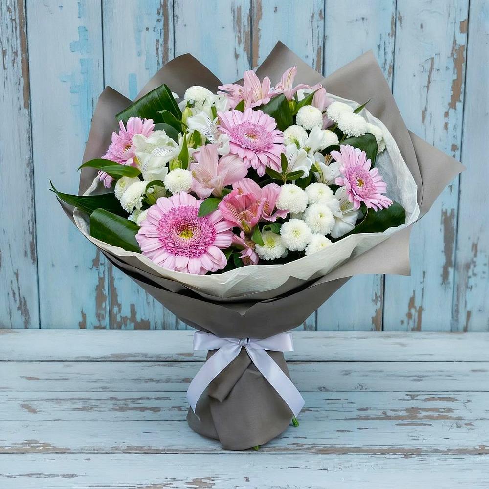 Букет цветов из: Герберы, Альстромерии и Хризантемы в Люберцах