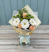 Букет цветов из:  Герберы, Розы и Хризантемы в Люберцах