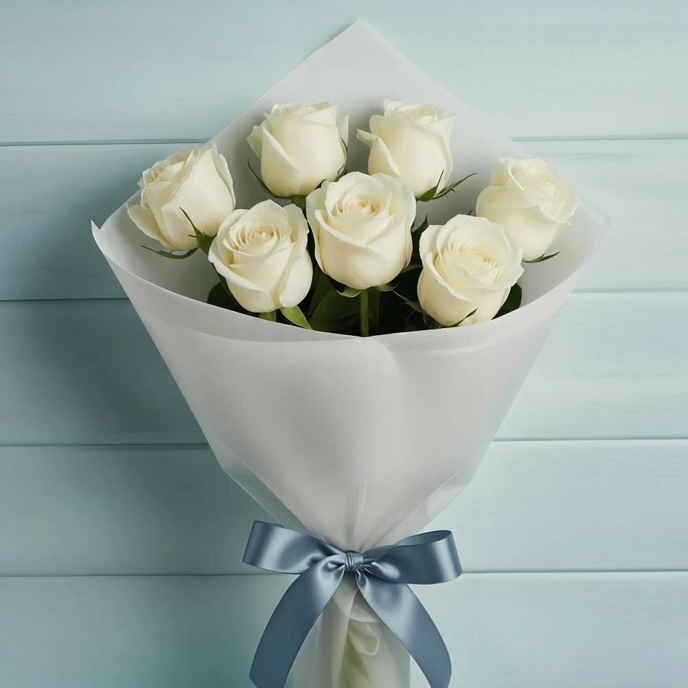 Букет 7 Белых роз Эдлесс Лав в Люберцах