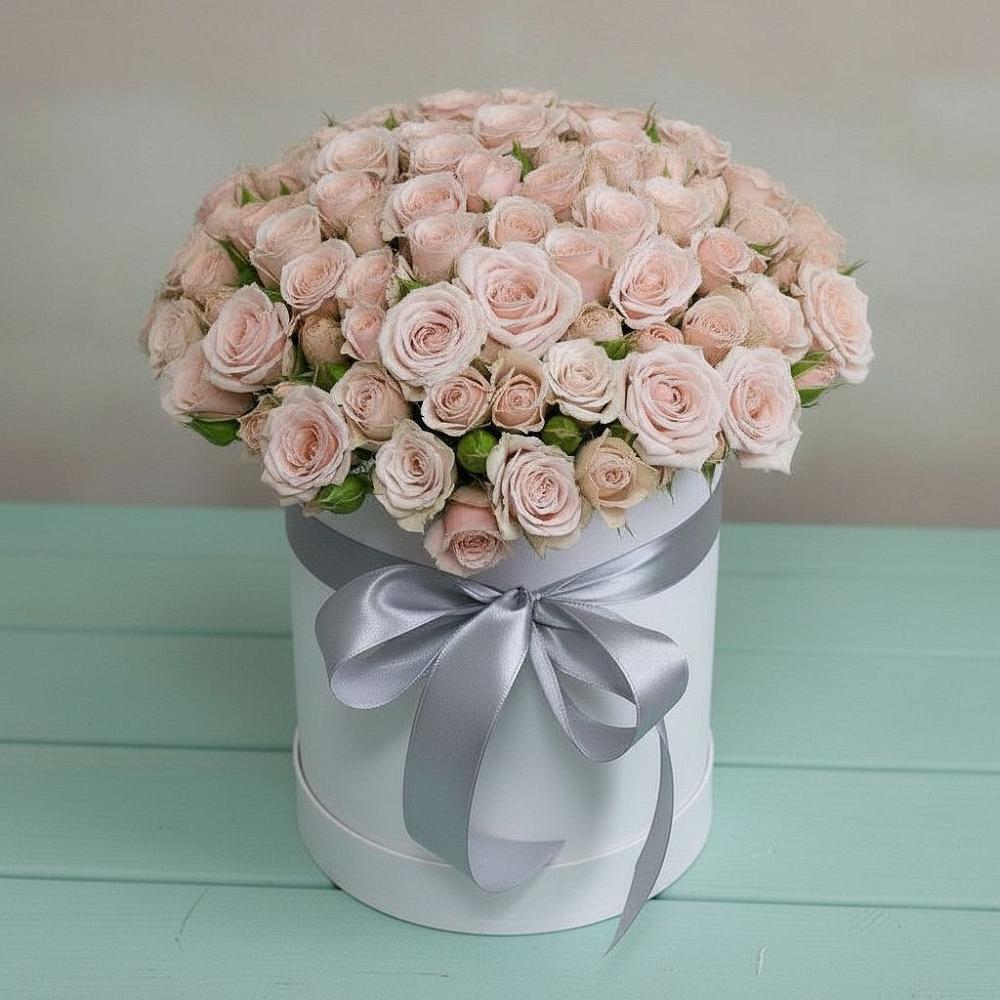 Цветочная композиция из Розы в шляпной коробке в Люберцах